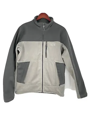 Men MOUNTAIN HARDWEAR Size M Tech II Grey Black Soft Shell Fleece Sweater Jacket • $29.99