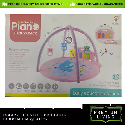 3in1 Fitness Music Baby Play Mat Lay Boys Girls Gym Pink Round Soft Hippo B58 • £25.29