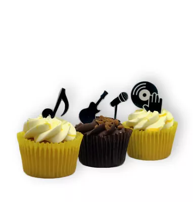 30 STAND UP Music Note Musical Silhouette Edible Wafer Paper Cake Toppers  • £2.49