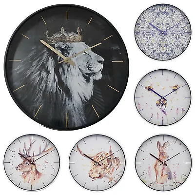 Rustic Round Wall Clock 32cm Shabby Chic Glass Clocks Bedroom Kitchen Home Decor • £17.75