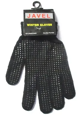Lot Of 1 Pair--black Unisex Winter Magic  Dot Grip   Gloves Polyester • $7.99