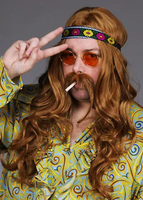 Deluxe Auburn Mens 70s Hippy Kit With Wig • £51.49