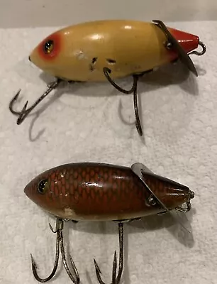 Two Wooden Heddon's Dowagiac Crab Wigglers No. 1900 / 1950 Fishing Lures • $30