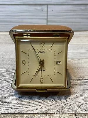 Vintage Bradley Gold Tone Traveling Folding Wind Up Square Alarm Clock *Untested • $12