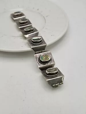 Vintage Far Fan 925 Sterling Silver Bracelet Hecho En Mexico Abalone 7  • $60