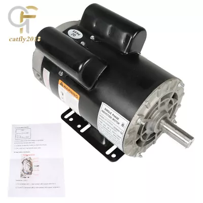 Compressor Duty Electric Motor 5 HP 230V 1 Phase 3450 RPM Frame-56 HZ 7/8  Shaft • $210
