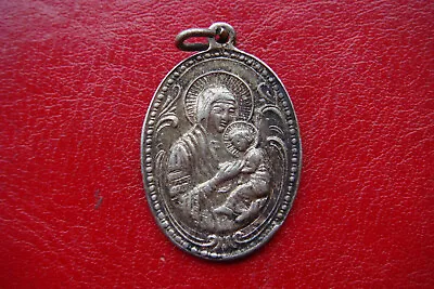 Antique Xix Century Italy Vatican Virgin Mary And Baby Jesus Top Medal Pendant  • $100