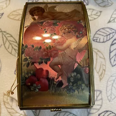 Vintage Via Vermont Stained Glass Box Angels Warm Greetings From The Heart. • $14.99