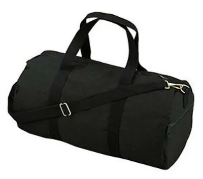 $21.99 • Buy 19 Inch Black Canvas Shoulder Duffle Bag Vintage Style Heavyweight 2221