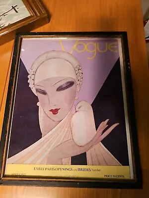 Vintage Old Framed 1970s Vogue 1920s Bridal Cover Poster • $70