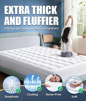 Queen Memory Foam Mattress Pad Breathable & Hypoallergenic Topper Deep Pocket • $34.56