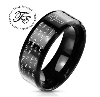 Personalized Christian Cross And Engraved Lord's Prayer Ring Christian Ring • $13.50