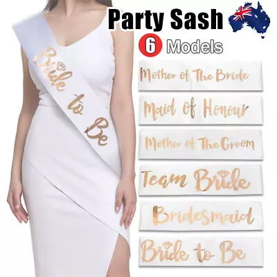 White Rose Gold Team Bride Hens Party Sash Sashes Night Bachelorette Bridal AU   • $6.85