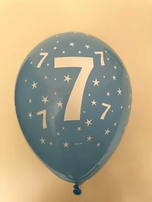 20 X 10  Age 7 Blue Latex Balloons Boys 7th Birthday Party Supplies Decoration • £3.95