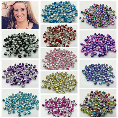 70pcs 6mm Two Tone 3d Illusion Miracle Round Acrylic Beads For Jewellery Making  • £1.99