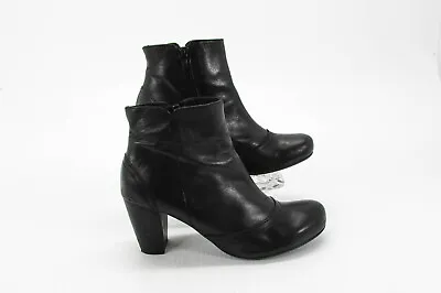 Miz Mooz Womens Boot Size 10M Black Leather Ankle Bootie Pre Owned Vq • $49.95