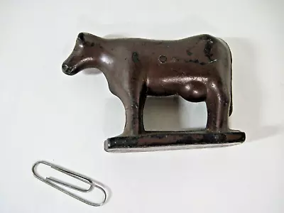 Antique Brown Cow Figurine Miniature Toy Solid Molded 2  Farm Animal Toy • $10.99