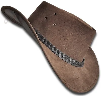 【oZtrALa】 AUSTRALIAN Outback Suede LEATHER Hat Cowboy Men Women Kids Aussie HL32 • $63.90