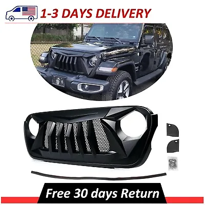 For 2018-2023 Jeep Wrangler JL JT Front Bumper Shark Grille Matte Black • $72.58