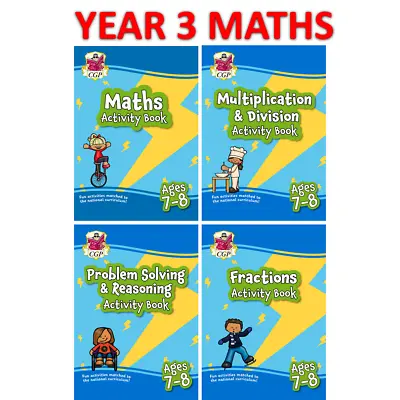 KS2 Year 3 Maths Home Learning Activity 4 Books Bundle With Answer Ages 7-8 Cgp • £14.99