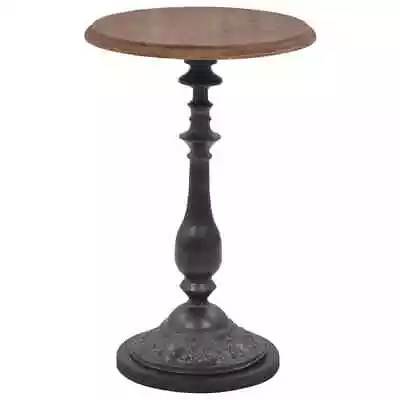 Vintage Style End Side Table Fir Wood Round Tabletop Steel Base Telephone Stand • $114.95