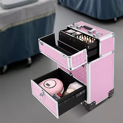 Professional Rolling Makeup Train Case Cosmetic Trolley Makeup Storage Organizer • $61.75