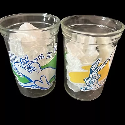 2 4  WELCH'S LOONEY TUNES JELLY JAR JUICE GLASSES #7 And #10 1994 • $7.99