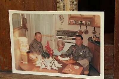 Vintage Photo 1960's Pretty Lady On Kitchen With 2 USAF Airmen • $5