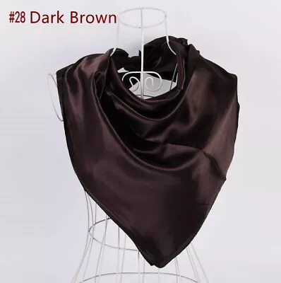 3x3 FT Solid Satin Silk Scarf Hijab Muslim Soft Large Square Head Neck Wrap • $6.99