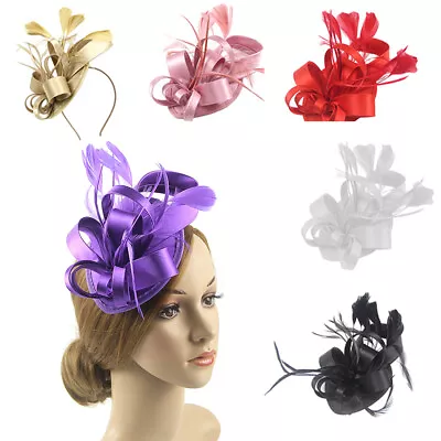 £6.99 • Buy Flower Hair Clip Feathers Small Mini Top Hat Wedding Fascinator Royal Ascot Race
