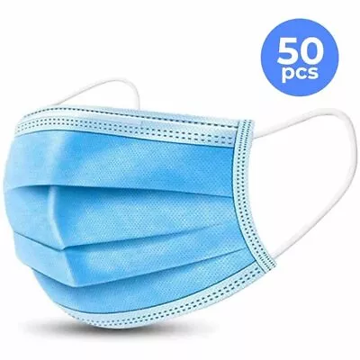 50Pcs Face Masks Disposable 3 Layer Breathable Mouth Mask Filter Respirator • $13.20