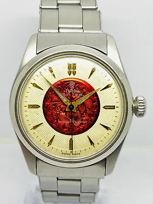 Vintage Super Rare Rolex Tudor Oyster Red Cloisonie Enamel Dial SS Ref 7904 • $1