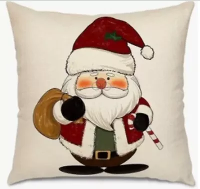 SANTA CLAUS Vintage Fun Christmas Throw Pillow Cover Winter Holiday Home Decor • $13.56