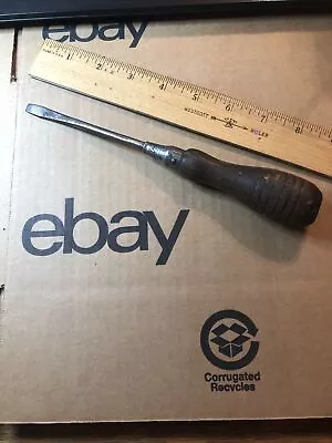 Antique Vintage 8-1/2” Overall Wooden Handle 1/4” Slotted Screwdriver ! • $7.99