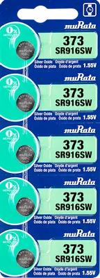 Murata 373 (SR916SW) Silver Oxide Watch Battery (5 Count) - Replaces Sony 373 • $6.45