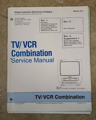Magnavox TV/VCR Service Manual CCS135AT01 CCS138AT01 CCS138AT02 • $19.95