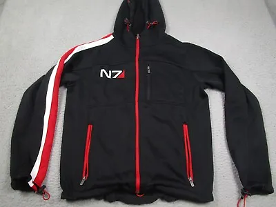 Bioware Jacket Mens Small Black Mass Effect Full Zip Hooded N7 Fleece Pockets • $69.97