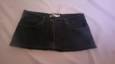 7 3/4  Blue Denim Upcycled Sexy Micro Mini Skirt Size 12 ( 32  Waistband ) • $11.81