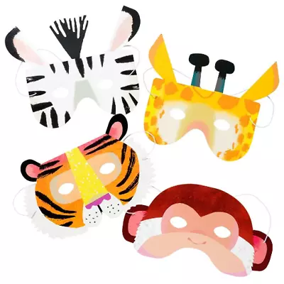 Party Animals Masks Jungle Party Safari Birthday Zebra Tiger Giraffe Monkey  • £4.25