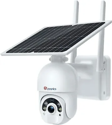 Solar Security Camera Outdoor Wireless WiFi Ctronics Pan Tilt Home PTZ Camera • $60.34
