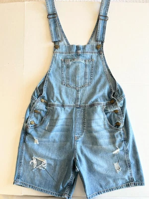 $29.99 • Buy Gap Women's Denim Bib Shortalls Short Overalls Blue Distressed Size S
