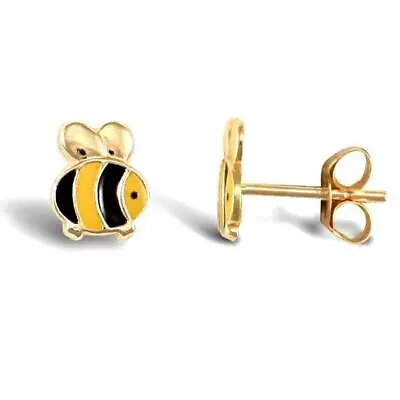 Children's 9ct Yellow Gold Enamelled Bee Stud Earrings • £39.99