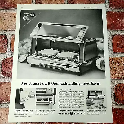 General Electric - DeLuxe Toast-R-Oven Toasts Bakes Kitchen - Vtg 1961 PRINT AD • $14.99