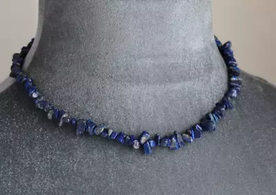 Lapis Lazuli Small Nugget Necklace  ~ 17  925 Sterling Silver • £17.99