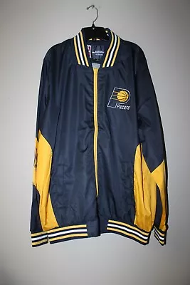 New NBA Indiana Pacers Embroidered Zip Up Polyester Jacket Men Size XL • $49.99