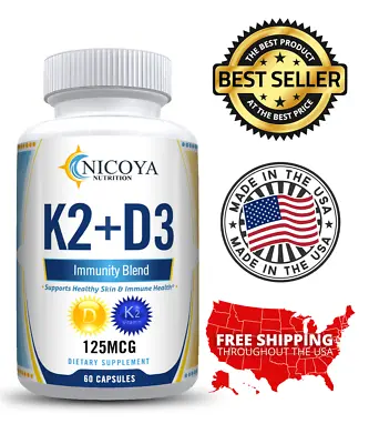 $9.50 • Buy Vitamin K2 D3 Vitamin Supplement With BioPerine, Boost Immunity & Heart Health