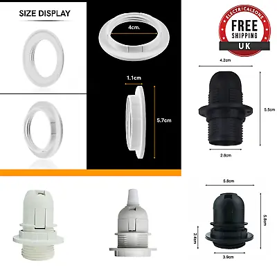 2 X Black Or White Light Shade Collar Ring Adaptor E27 / E14 Lamp Bulb Holder • £4.89