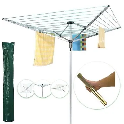 60M Line Rotary Airer Dryer Cover And Metal Spike 4-arm Heavy Duty Weather Proof • £37.49