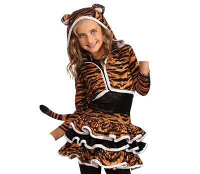 $21.99 • Buy Child Girls Tiger Tigress Striped Hoodie Dress Costume SIZE M (with Defect)