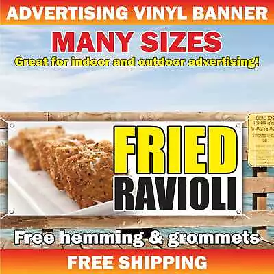 FRIED RAVIOLI Advertising Banner Vinyl Mesh Sign Deep Fry Wings Meat Dumplings • $219.95